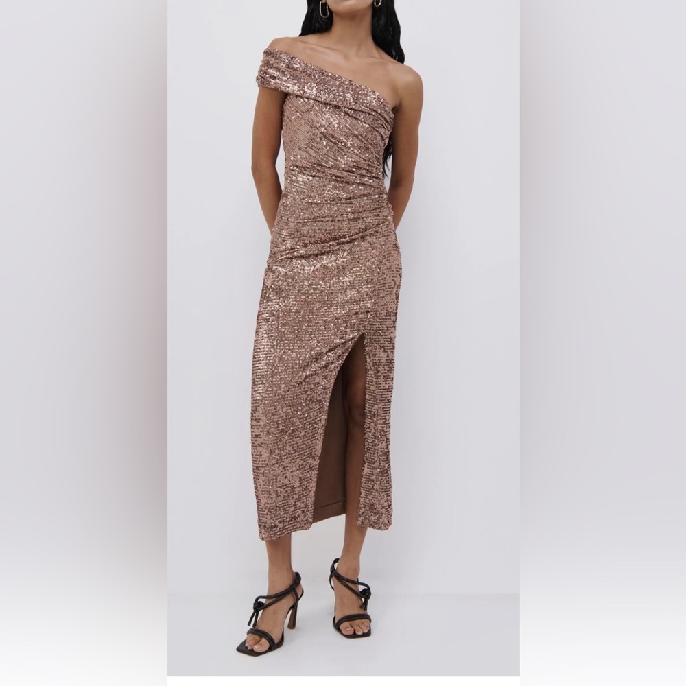 Simkhai Zay midi sequin dress in latte!  Size 6 NWT
